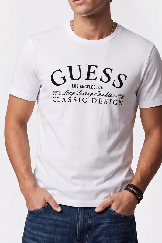 GUESS Bsc Intl Classic Des Pure White Maat: XXL | Basic T-Shirts Outlet | Heren | Wit