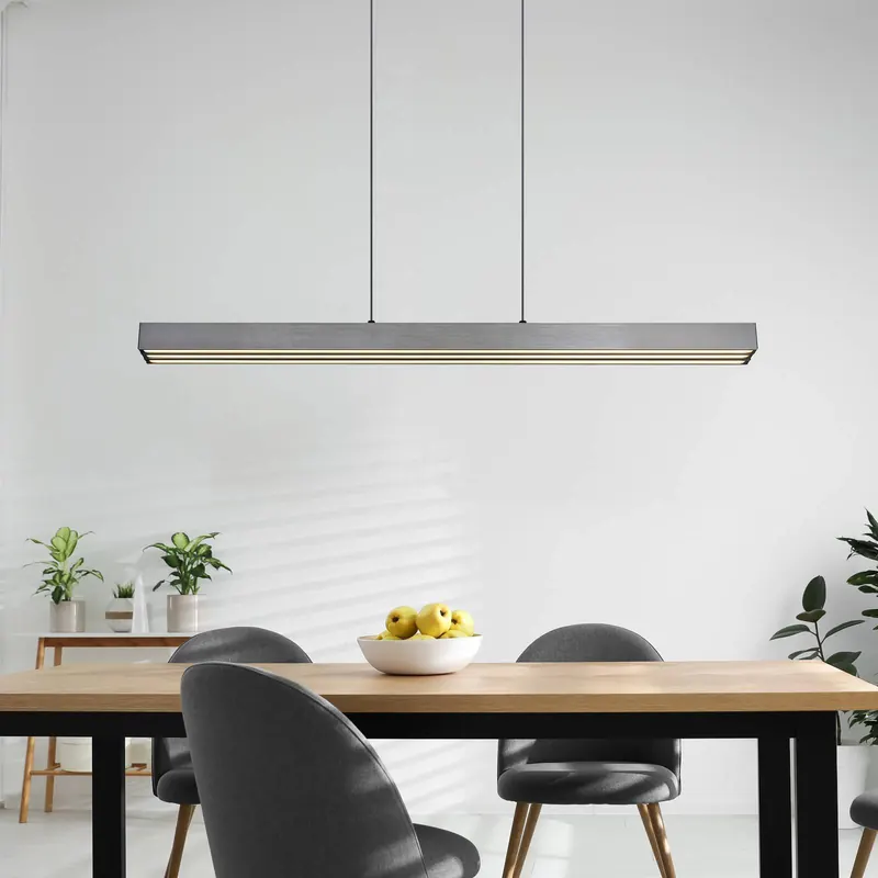 Żyrandol LED Ethan, szary, metal, 150 cm, wysuwany