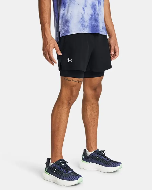 UNDER ARMOUR spodenki męskie do biegania LAUNCH 5&amp;#039;&amp;#039; 2-IN-1 SHORTS czarne (XXL)