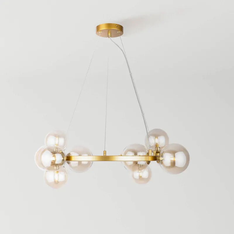 Lampa wisząca Maytoni Dallas, 11-punktowa, kolor złoty/bursztynowy