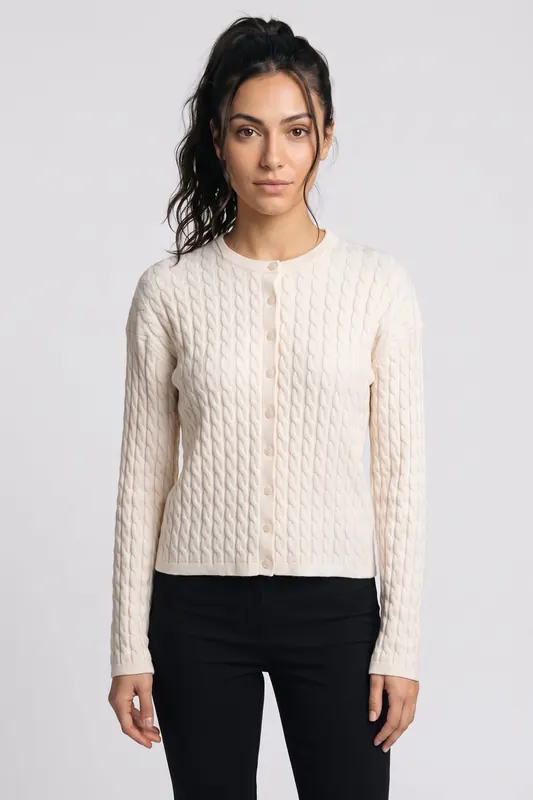 & Other Stories Es Ossi Cable Cardigan White Maat: M | Longsleeves Outlet | Dames | Wit