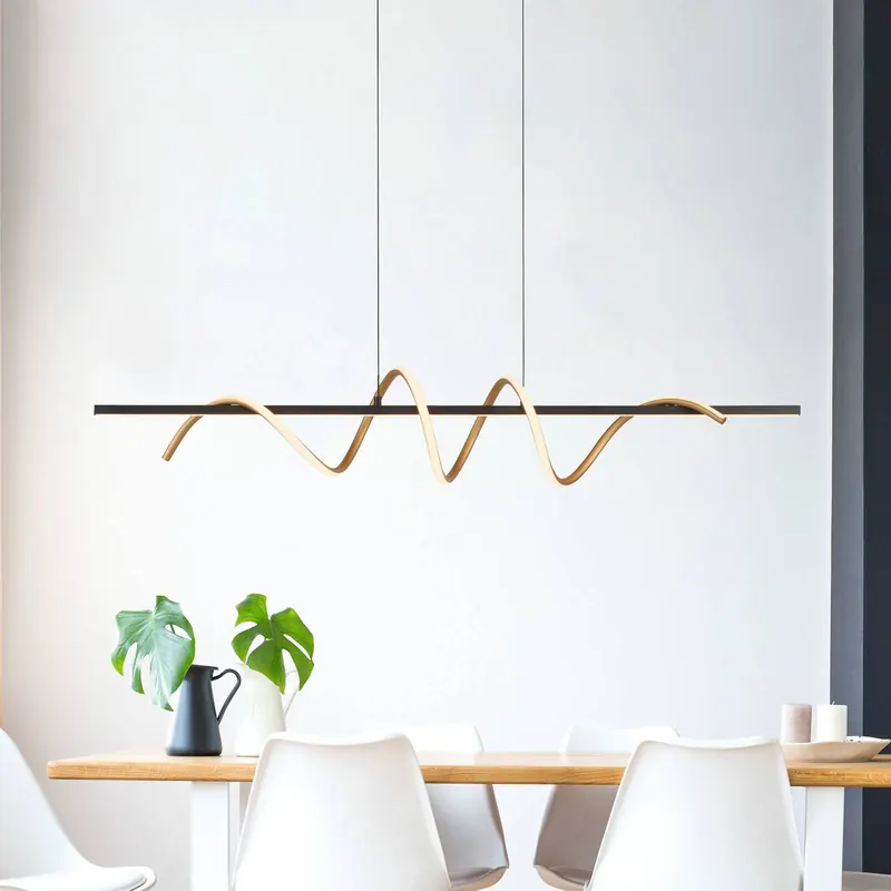 JUST LIGHT. Lampa wisząca LED Emanda, żelazo, czarny mosiądz