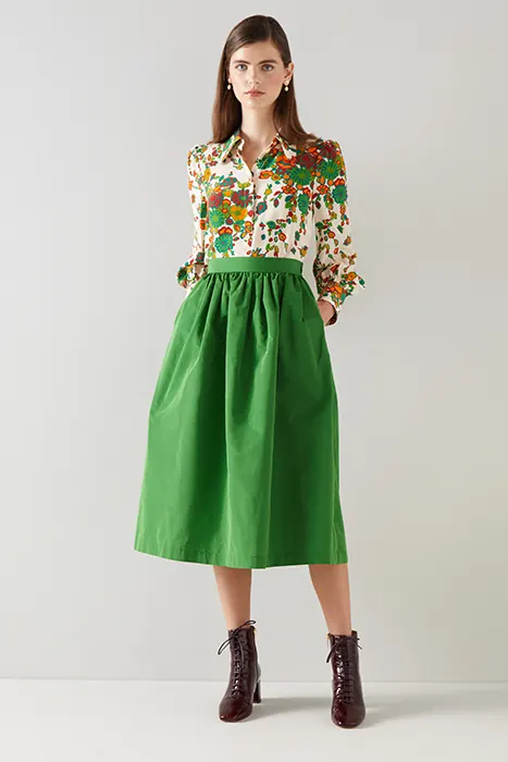 LK Bennett Olsen Jacquard Nan Green Maat: 14 | Midi Rokken Outlet | Dames | Groen