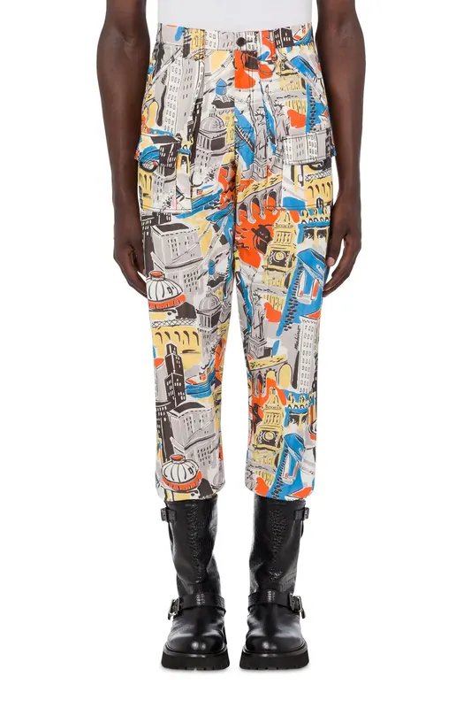 Moschino City Print Nylon Trousers Grey Maat: 50 | Cargobroeken Outlet | Heren | Grijs