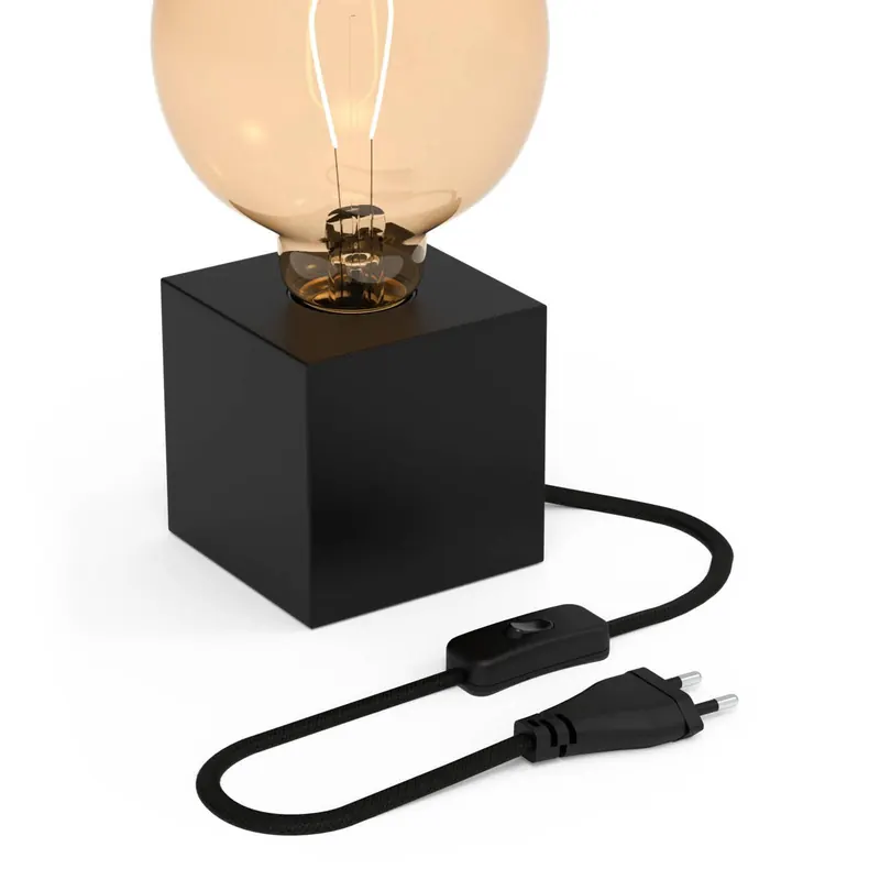 Calex lampa stołowa w kształcie kostki, czarna