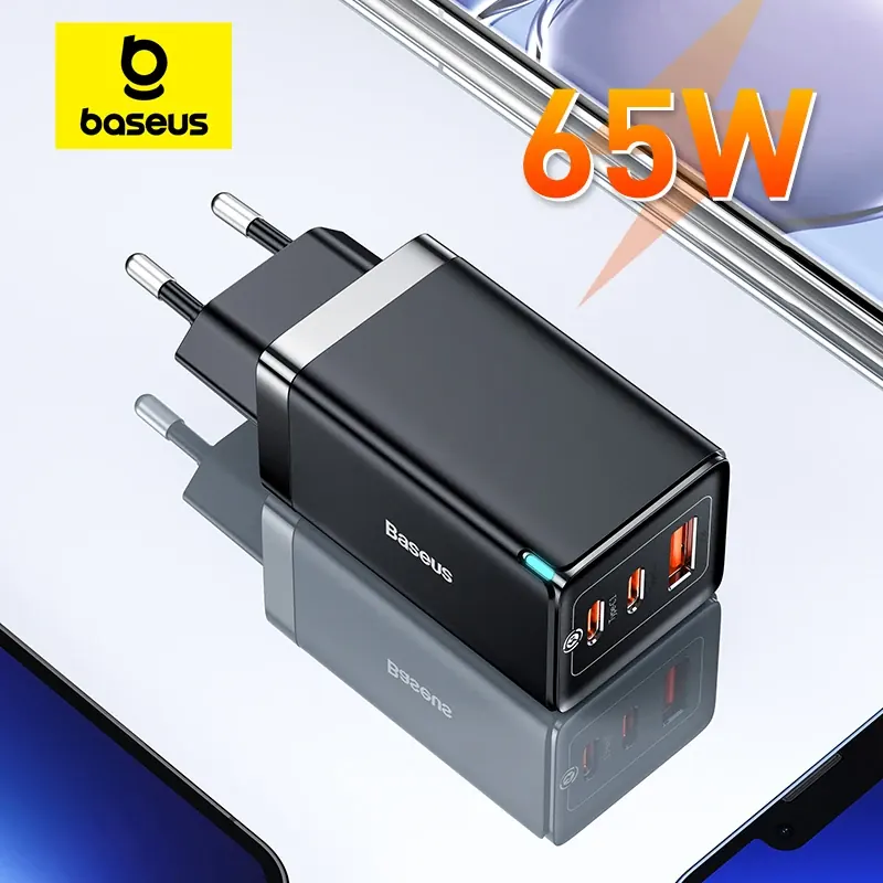 Ładowarka Baseus 65W GaN Quick Charge Type C PD Ładowarka USB QC4.0 Przenośna Szybka Ładowarka do Laptopa iPhone 17 16 15 14 13