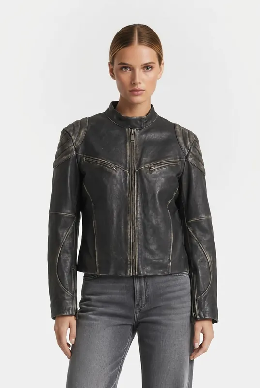 & Other Stories Mariette Leather Jacket Black Maat: M | Leren Jassen Outlet | Dames | Zwart
