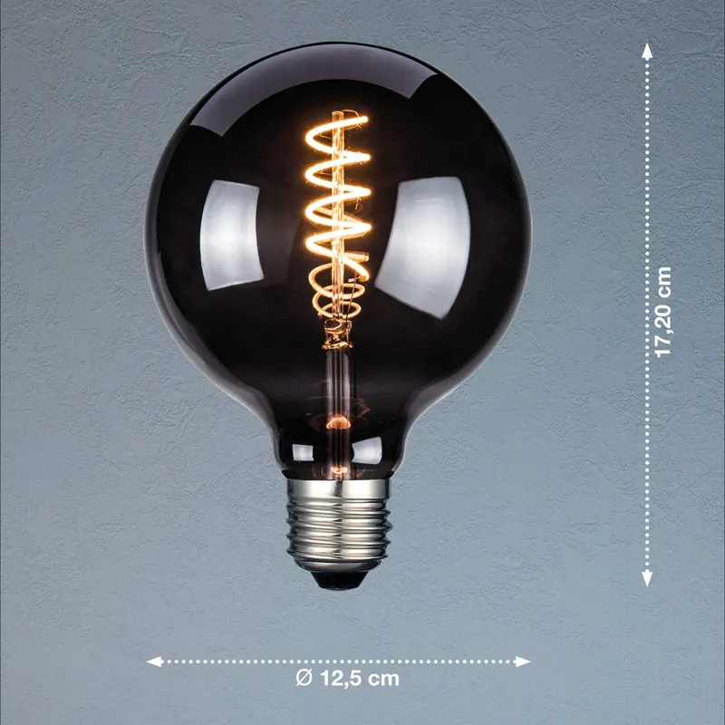 Żarówka LED, E27, G125, kolor dymny, 4 W, 1800 K, 60 lm