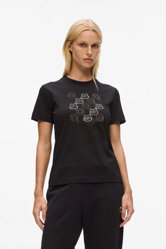 Karl Lagerfeld Ikon Seasonal Rs T-shirt Gift Black Maat: L | Tops Outlet | Dames | Zwart
