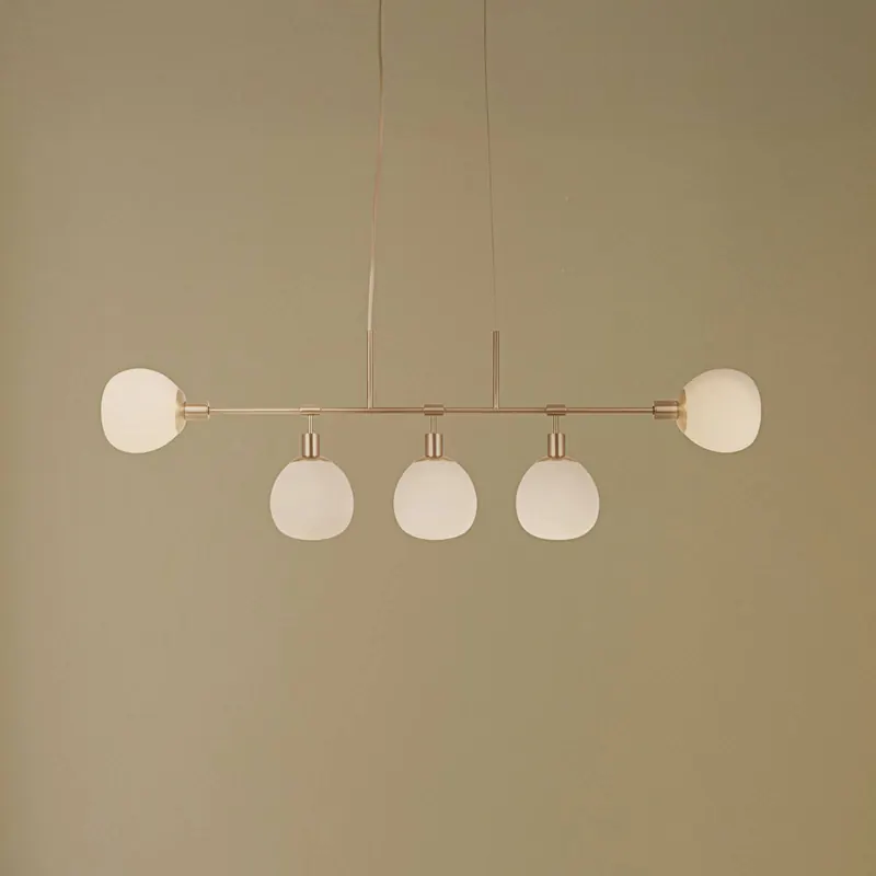 Lampa wisząca Erich marki Maytoni, mosiądz różowy, szkło/metal, 5-punktowa.