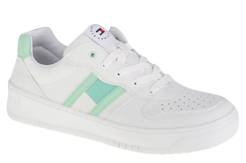 Tommy Hilfiger Low Cut Lace-Up Sneaker T3A4-32143-1351A166, Dla dziewczynki, Białe, buty sneakers, skóra syntetyczna, rozmiar: 36