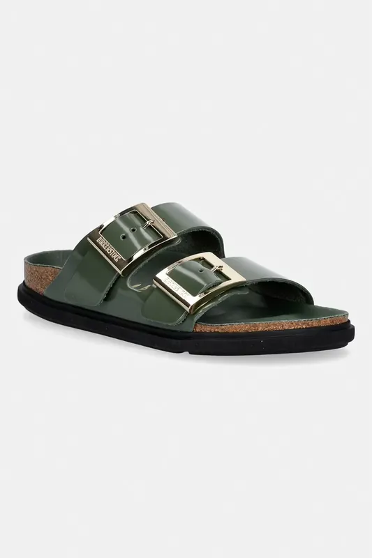 Birkenstock klapki damskie skórzane Arizona Droplet Buckle Natural Leather Patent