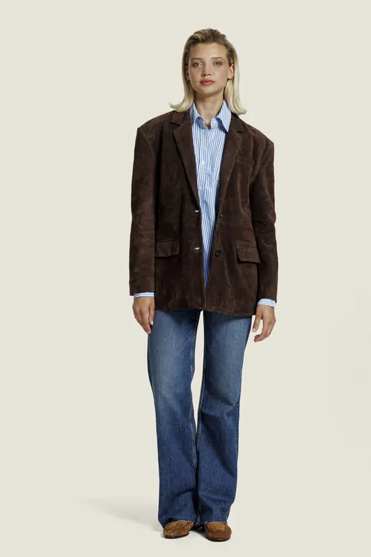ALTER EGO Jill Suede Jacket Dark Brown Maat: XS | Blazers Outlet | Dames | Bruin