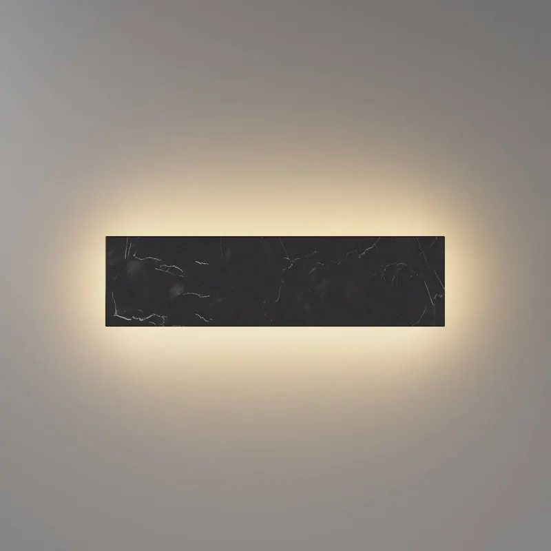 Kinkiet LED BASIC TEXTURE, czarny, szerokość 30 cm, marmur, CCT