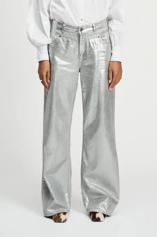 POM Amsterdam Jeans - Shimmer Denim Grey Maat: 40 | Jeans Outlet | Dames | Zilver