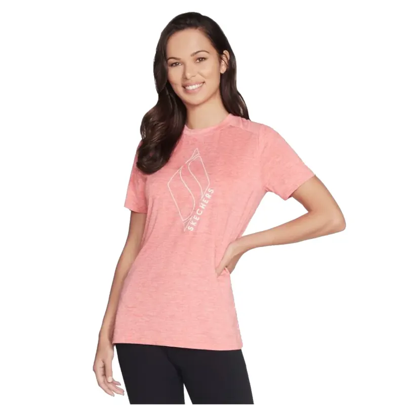 Skechers Diamond Blissful Tee W1TS327-CRL, Damskie, Różowe, t-shirty, bawełna, rozmiar: XS