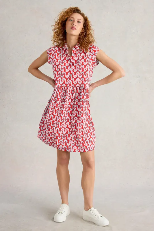 White Stuff Everly Jersey Shirt Dress Red Print Maat: 8 REGULAR | Jurken Outlet | Dames | Rood
