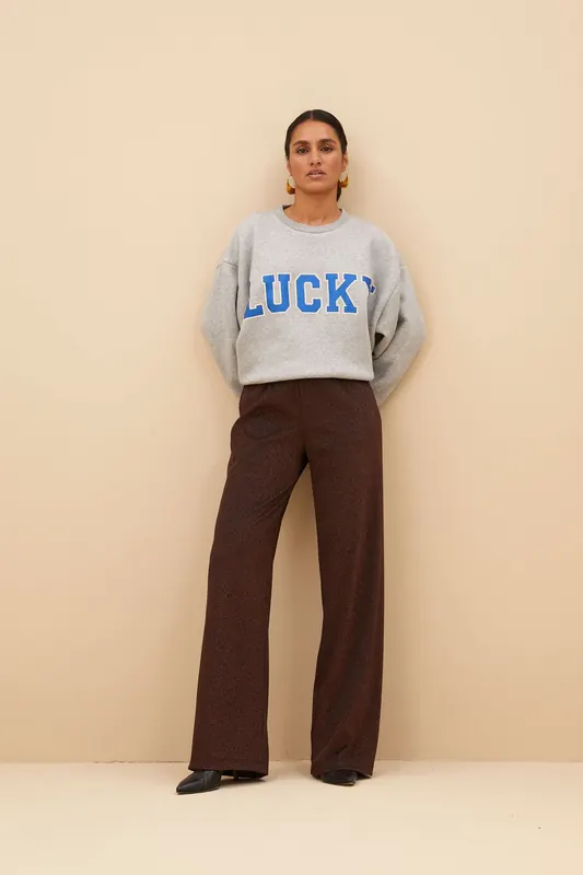 By-Bar Bibi Lucky Sparkle Sweater Grey Melee Maat: XS | Sweaters Outlet | Dames | Grijs