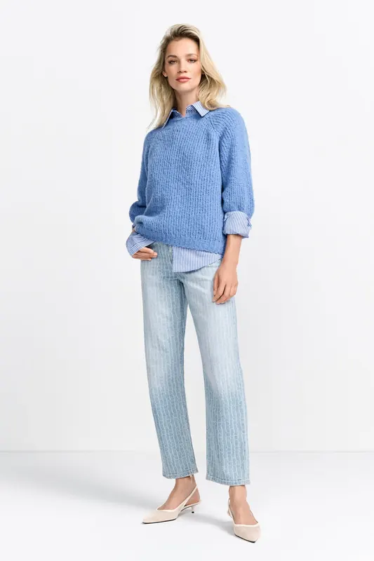 Rich & Royal Chunky Handknit Look Pullover Ocean Blue Maat: S | Sweaters Outlet | Dames | Blauw