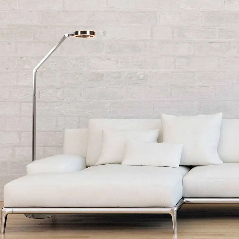 Lampa stojąca LED Ringlux w kolorze stalowym, metal, 2700 K, ściemniacz