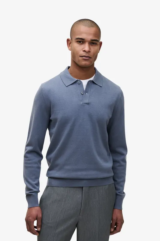 No Label Harvey Heavyweight Cotton Silk Blue Maat: XXL | Sweaters Outlet | Heren | Blauw