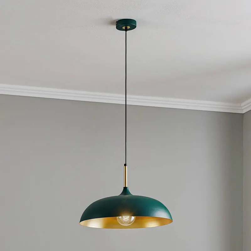 Lampa wisząca Lincoln, zielono-złota