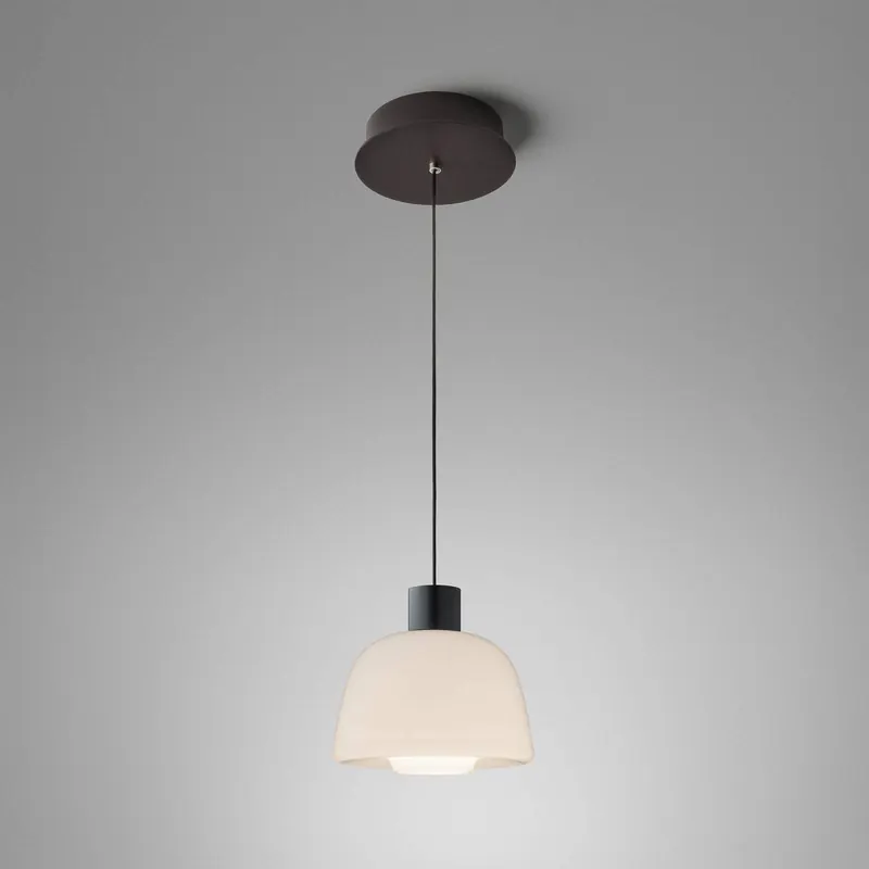Żyrandol LED Bover Drep S/01, opalizująca biel, szkło, 2700 K