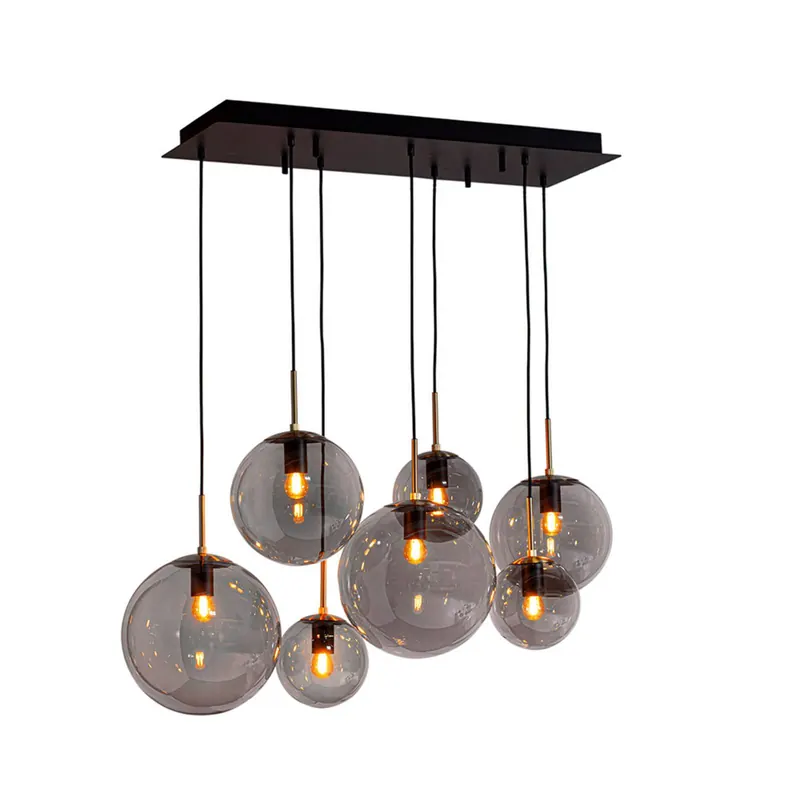 Lampa wisząca Laura marki Rydens, długość 86 cm, 7-punktowa, kolor dymnoszary