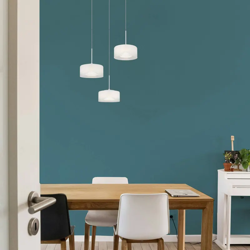 Lampa wisząca Belinda LED, Ø 40 cm, biała, 3-punktowa, szkło