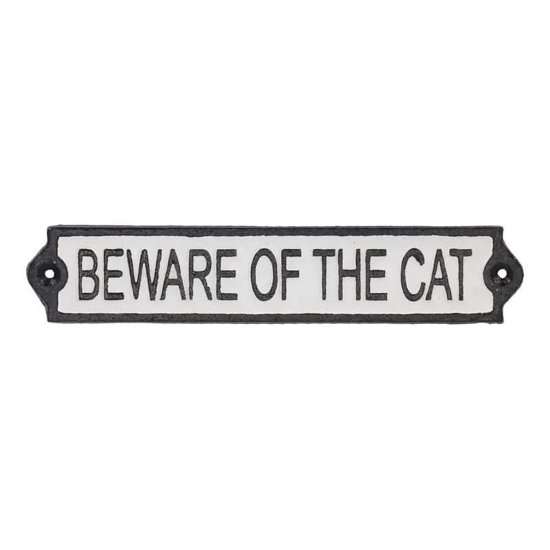 Żeliwna tabliczka 26x5 cm Beware of the Cat – Esschert Design