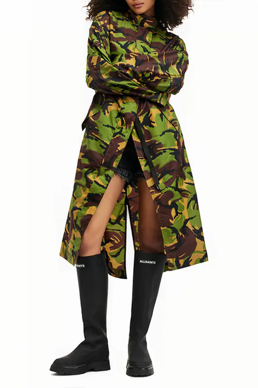 AllSaints Daneya Camo Parka Khaki Green Maat: L | Parka's Outlet | Dames | Bruin