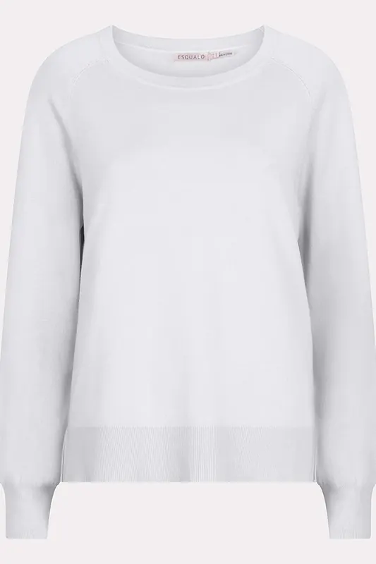 EsQualo Sweater Raglan Basic Knit Off White Maat: XXL | Sweaters Outlet | Dames | Wit