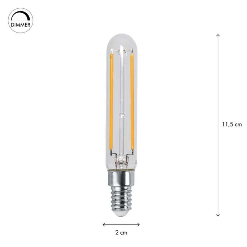 Żarówka LED E14 3,3 W T20 z żarnikiem, 2700 K, Ra90, ściemniana