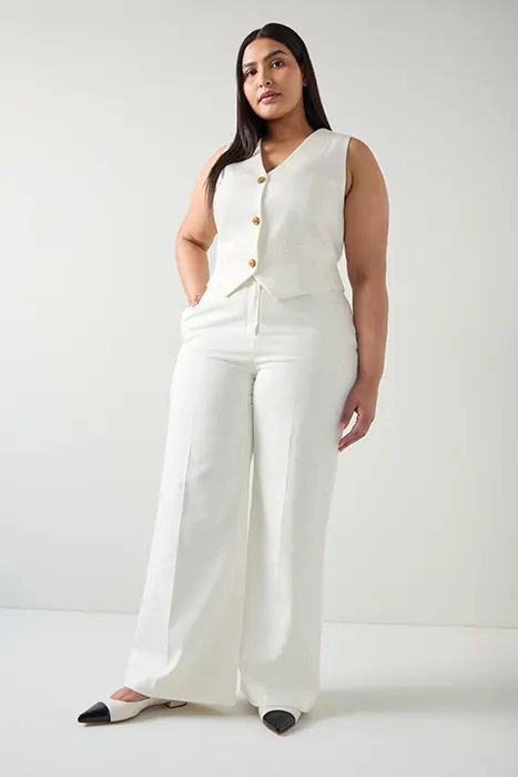 LK Bennett Ami Wide Wide-leg & Flared Jeans Ecru Maat: 12 | Wijde Broeken Outlet | Dames | Ecru