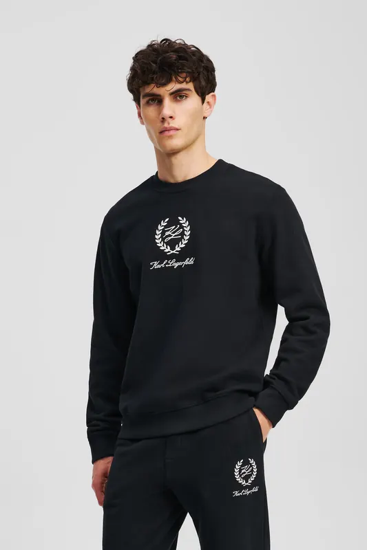 Karl Lagerfeld Black Hotel Karl Crest Sweatshirt Maat: L | Sweaters Outlet | Heren | Zwart