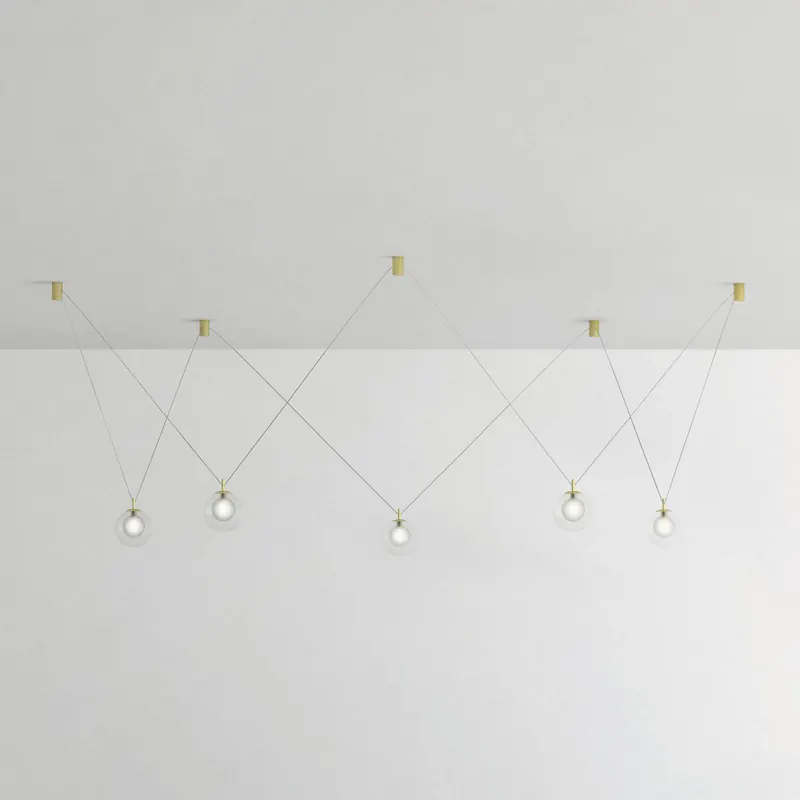 Lampa wisząca Aladino, 5-punktowa, przezroczysta/złota, szklana,