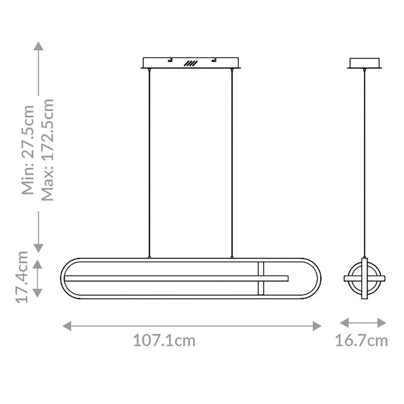 Żyrandol LED DENMARK, czarna matowa, długość 107 cm, metal