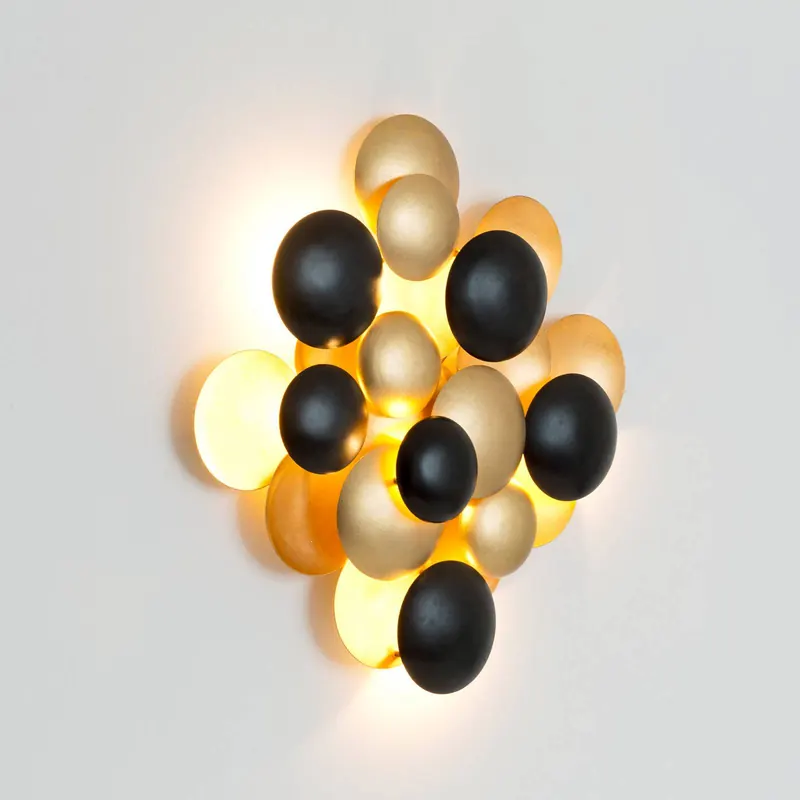 Kinkiet LED BOLLADARIA, czarno-złoty, 56 x 55 cm, metalowy, ściemniany