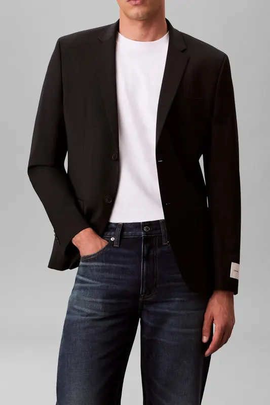 Calvin Klein Ls Trop Wool Slim Blazer Black Maat: 54 | Blazers Outlet | Heren | Zwart