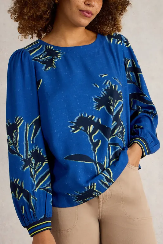 White Stuff Angie Top Blue Print Maat: 12 | Blouses Outlet | Dames | Blauw