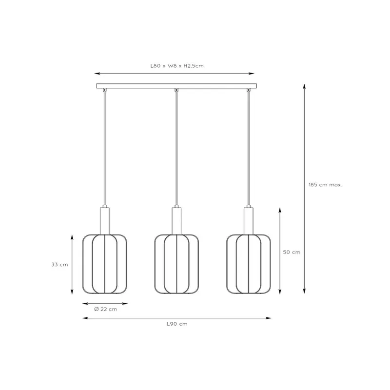 Lampa wisząca Corina, kremowa, 3-punktowa, E27