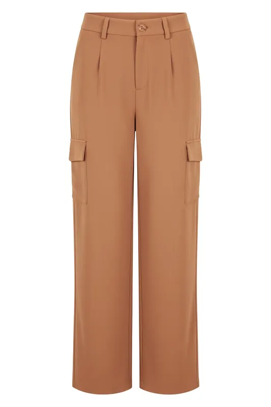 EsQualo Trousers Cargo City Copper Brown Maat: 44 | Pantalons Outlet | Dames | Bruin