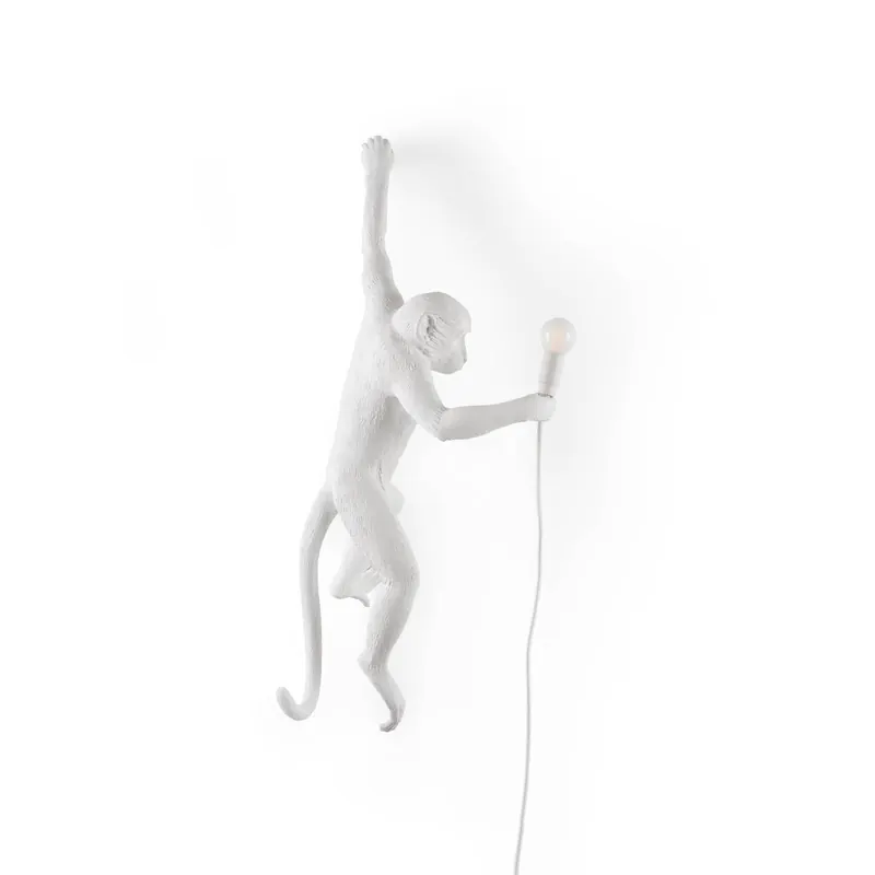 Kinkiet dekoracyjny LED Monkey Lamp, biały, lewy