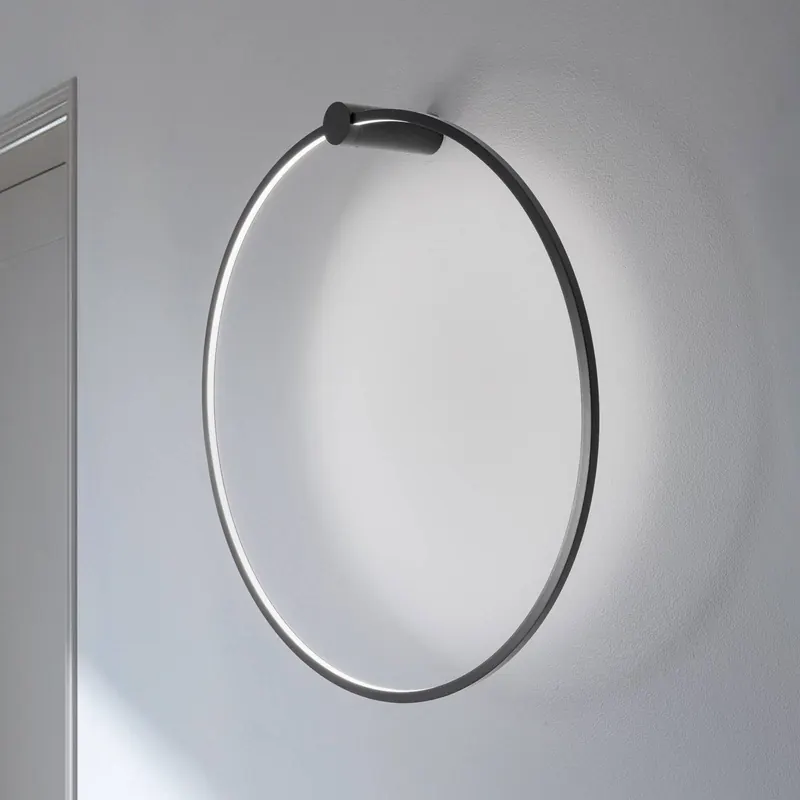 Kinkiet LED Saturno, czarny, Ø 80 cm, metal, 4000 K