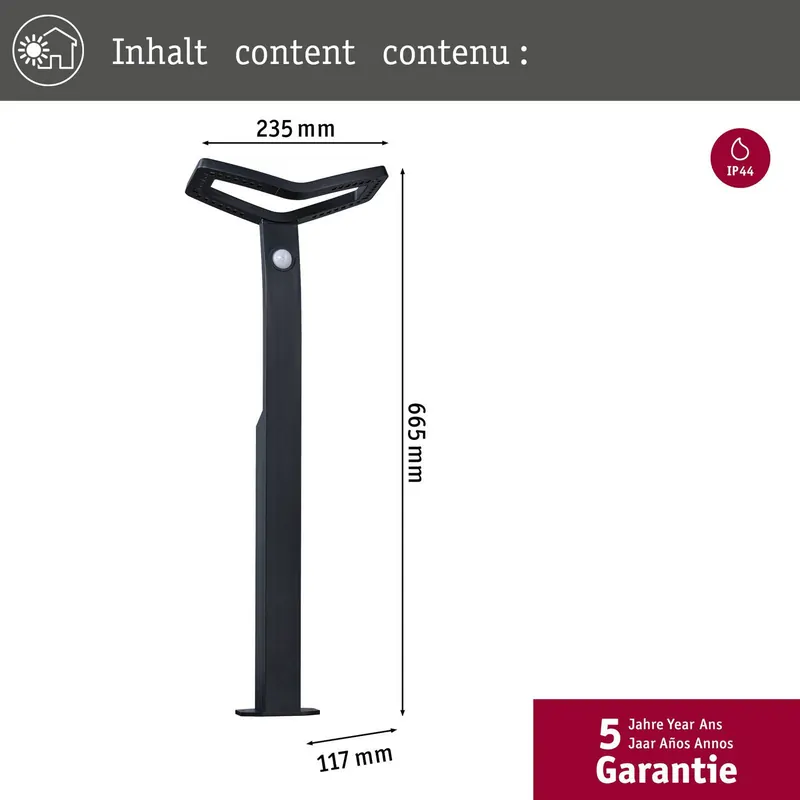 Paulmann słupek oświetleniowy LED Alara, antracyt, 67 cm IP44