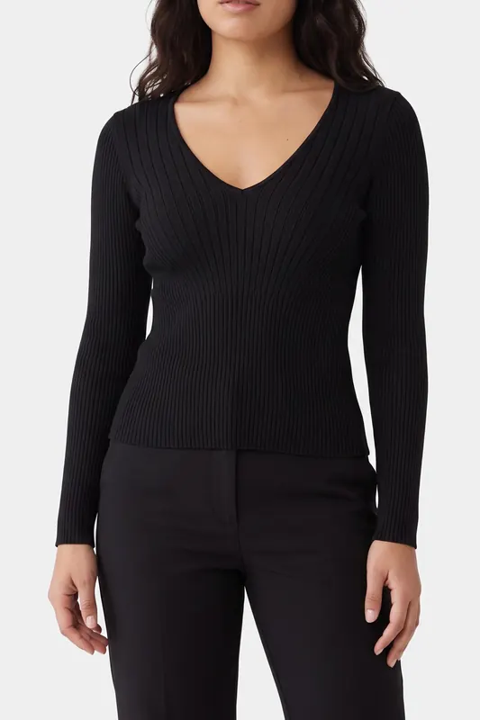 GUESS Agathe Ls Vn Top Swe Jet Black A996 Maat: M | Sweaters Outlet | Dames | Zwart