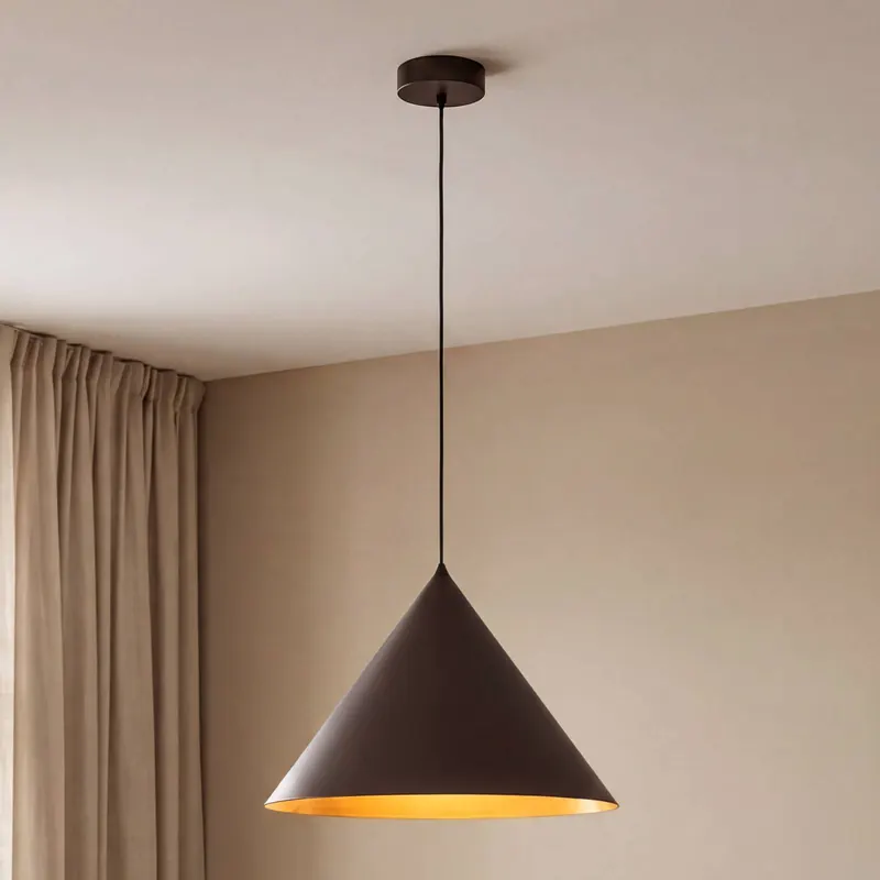 Żyrandol Cono, 1-punktowa, Ø 50 cm, brązowa, E27