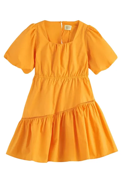 Scotch & Soda Voluminous Tape Detail Dress Papaya Maat: 8 | Jurken Outlet | kids | Bruin