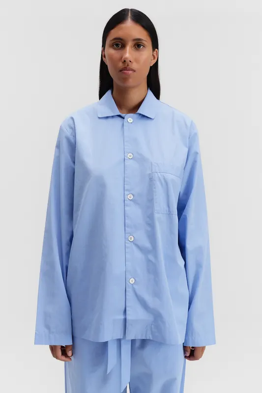 Tekla Unisex Poplin, Pyjamas Shirt Cornflower Blue Maat: L | Overhemden Outlet | Unisex | Blauw