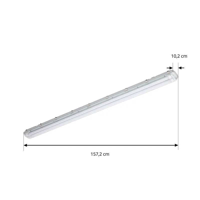 Oprawa odporna na wilgoć PRIOS Lior, 157 cm, 2 x T8, G13, IP65, 18 W